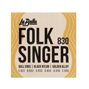 830 Комплект струн для классической гитары, черный нейлон шарик La Bella