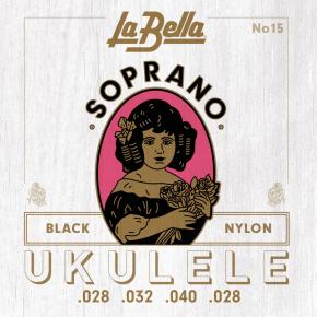 15-BLACK Комплект струн для укулеле La Bella, черный нейлон