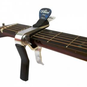 A007D/SL-A1 Каподастр для акустической гитары, с держателем медиатора, серебристый, Alice
