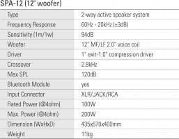 SPA-12 Акустическая система активная, MP3, SD, USB, BT, 100Вт, Leem